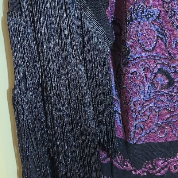Rara Avis by Iris Apfel Fringe Sleeve Sweater Dress Size 1X Purple Arsty Western - Picture 15 of 15